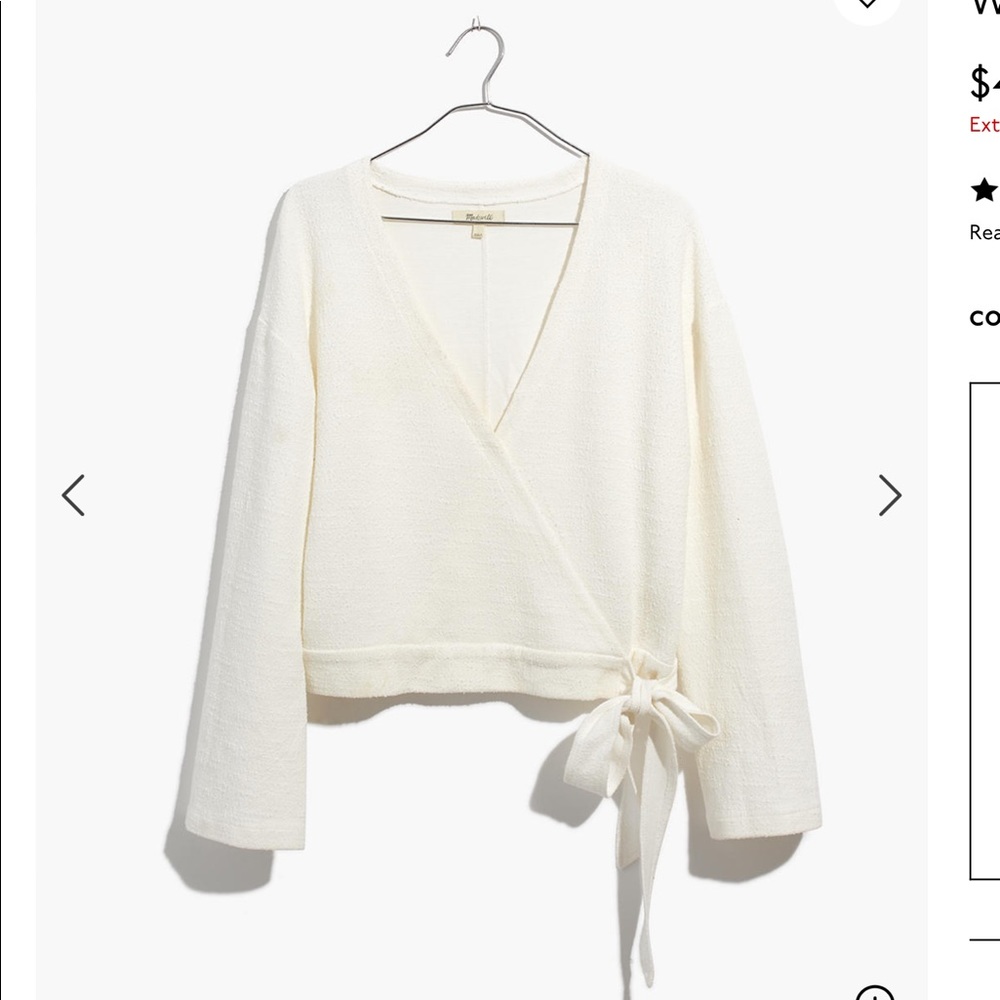 🥳 2 for $6🥳 Madewell ballet style white tie waist top size XXS/XS/S